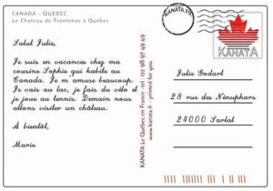 Écrire une carte postale aula de francès