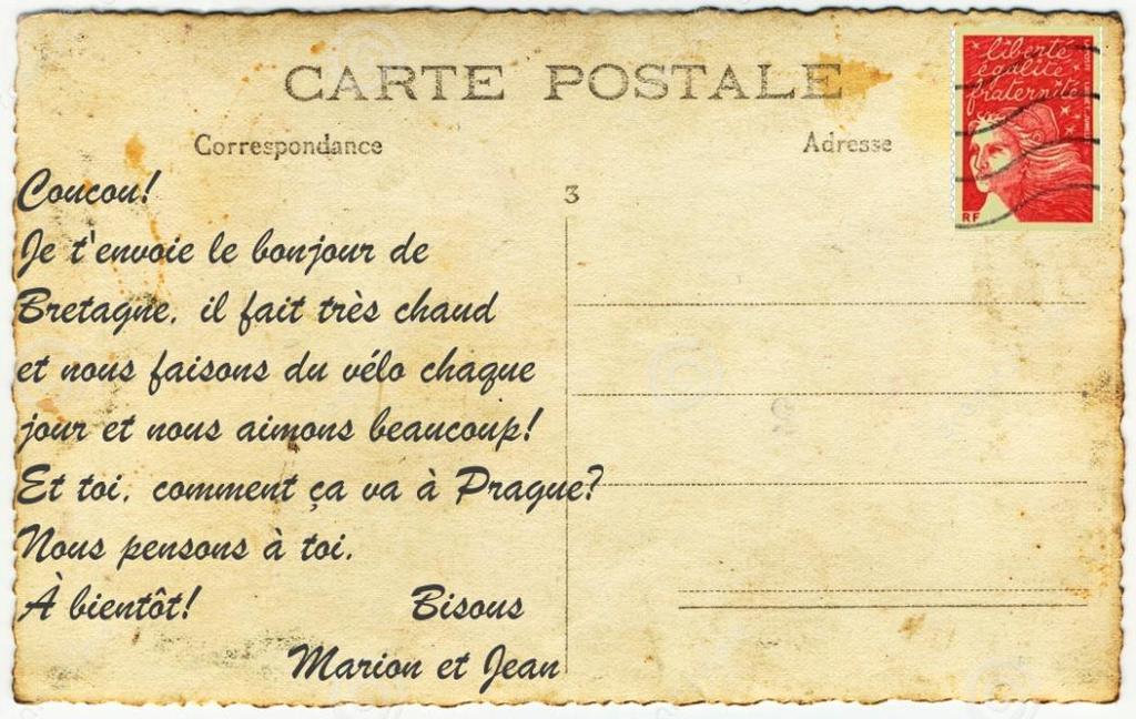 Écrire une carte postale – aula de francès